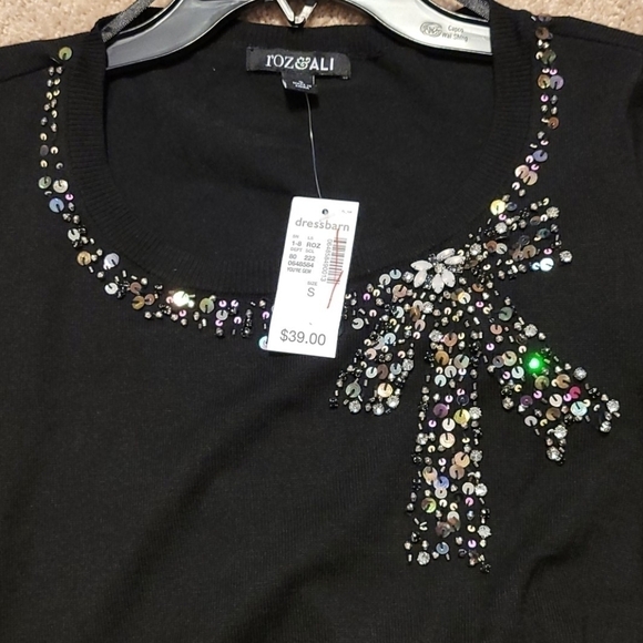 𝅺ROZ & ALI Black Long Sleeve Cardigan Sweater - Picture 3 of 6